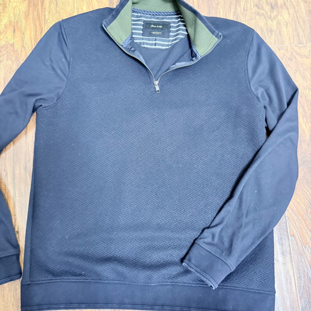 Men's Navy and Olive Quarter-Zip Pullover